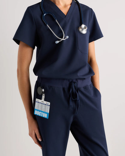 AeraFlex 1-Pocket Scrub Top - XS / Bold Black