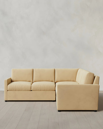 Brennan L Sectional in Performance Velvet - 99x99 / Taupe