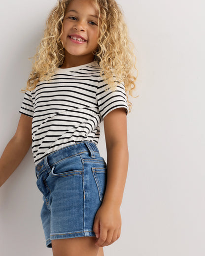 Girls Stretch Denim Short - 2T / Medium Wash