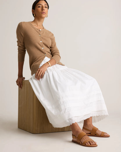 100% Organic Cotton Poplin Pintuck Maxi Skirt - XS / Black