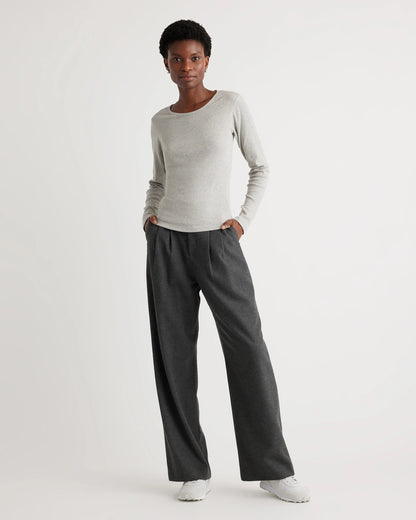 Organic Cotton Micro-Rib Long Sleeve Tee - XS / Moonstone Blue