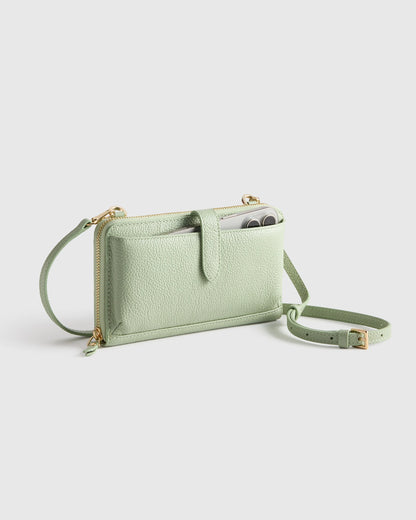 Italian Leather Phone Wallet Crossbody - One Size / Cognac