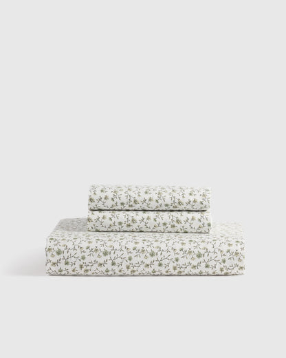 Organic Crisp Percale Floral Fitted Sheet Set - Twin / Toffee Florette