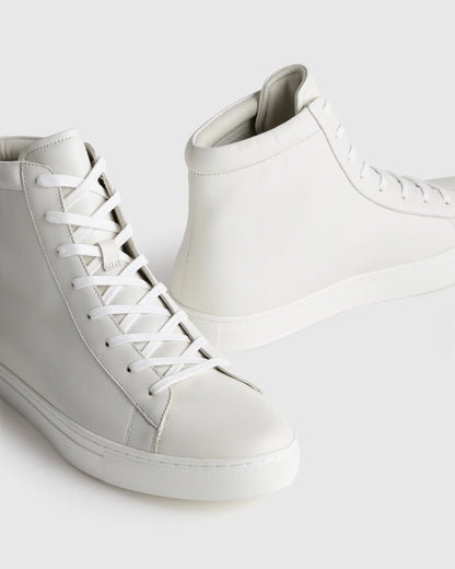 Italian Leather High Top Everyday Sneaker - 7 / White