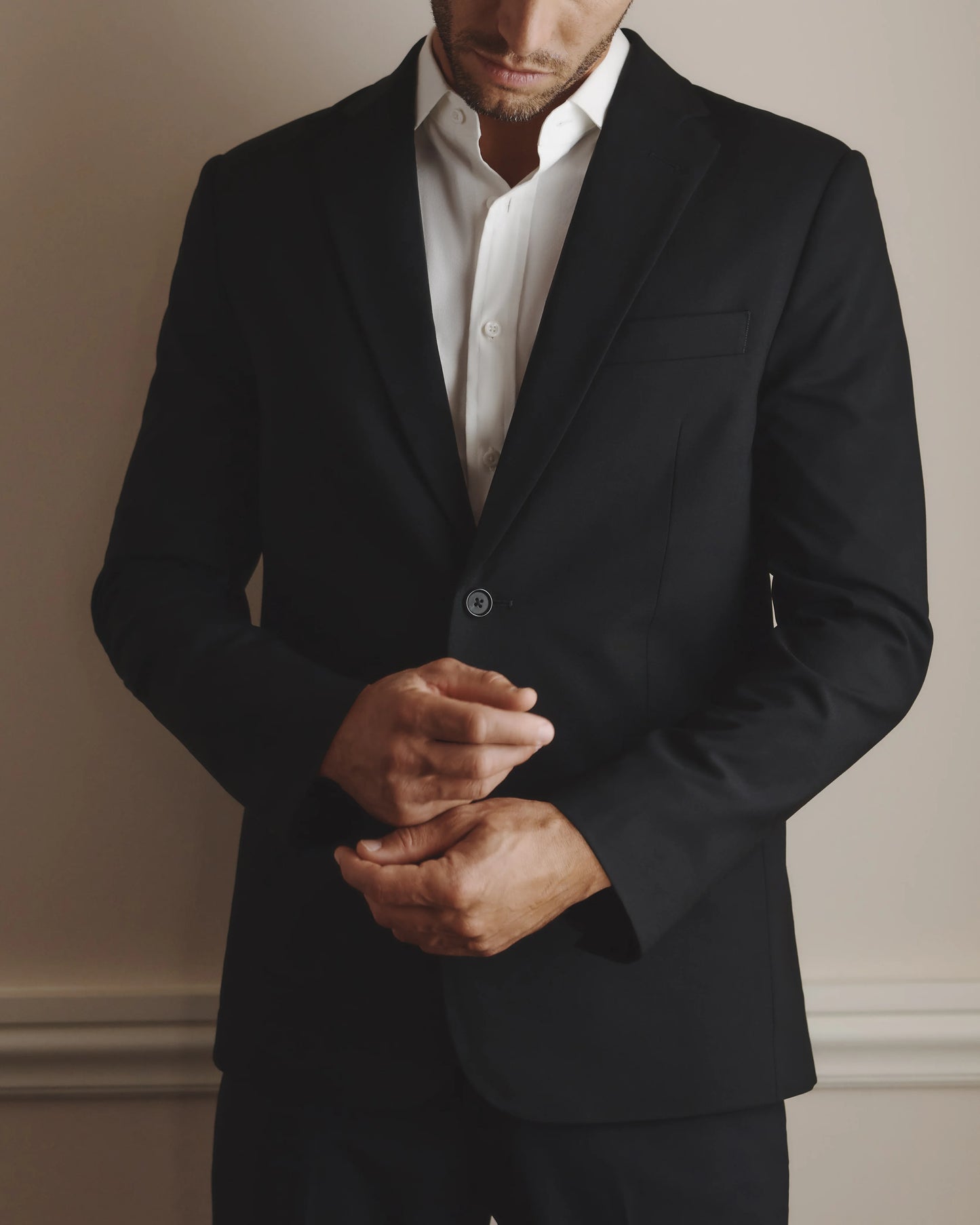 Stretch Wool Blazer - S / Grey Melange