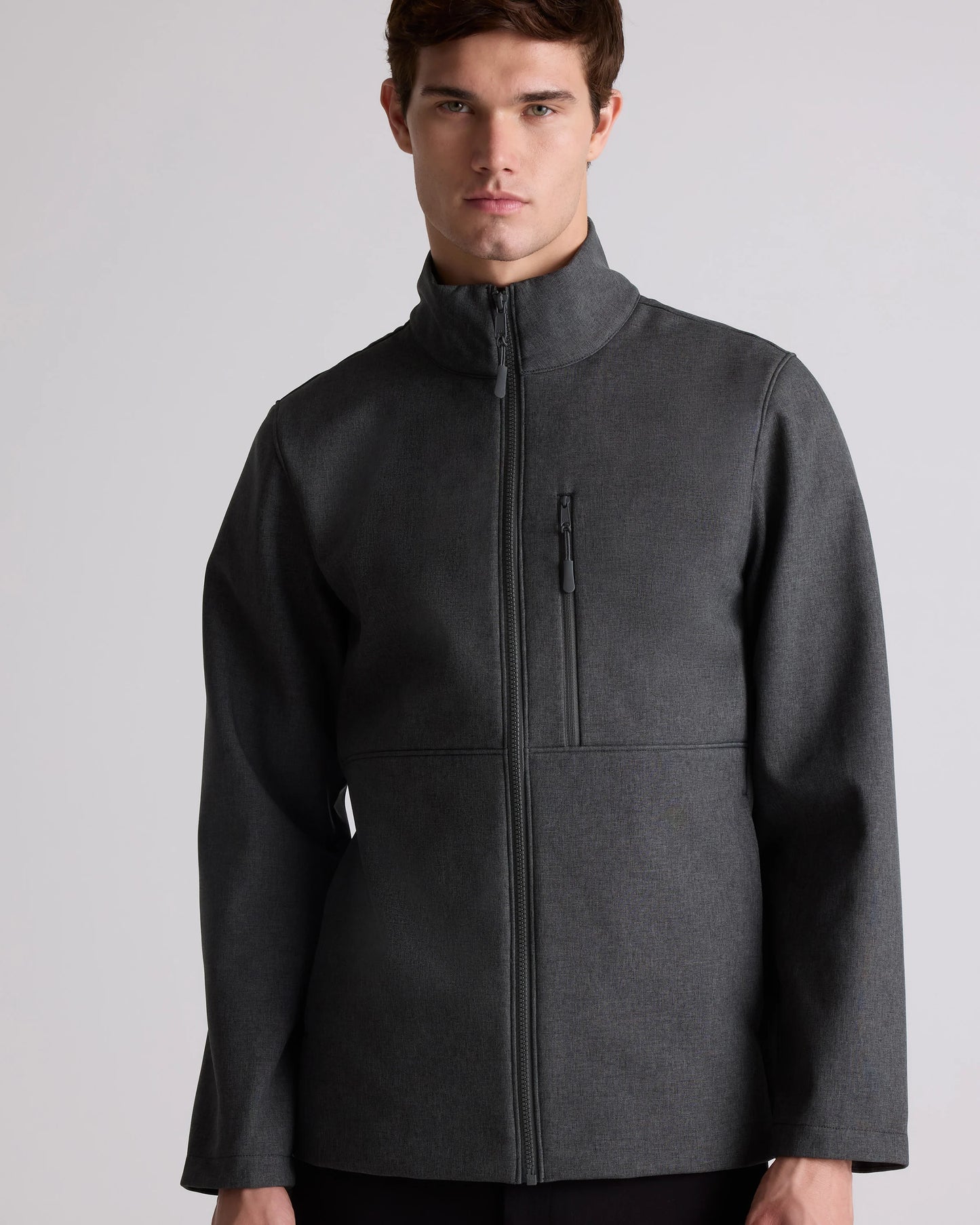 Softshell Fleece-Lined Full-Zip Jacket - S / Heather Shady Charcoal