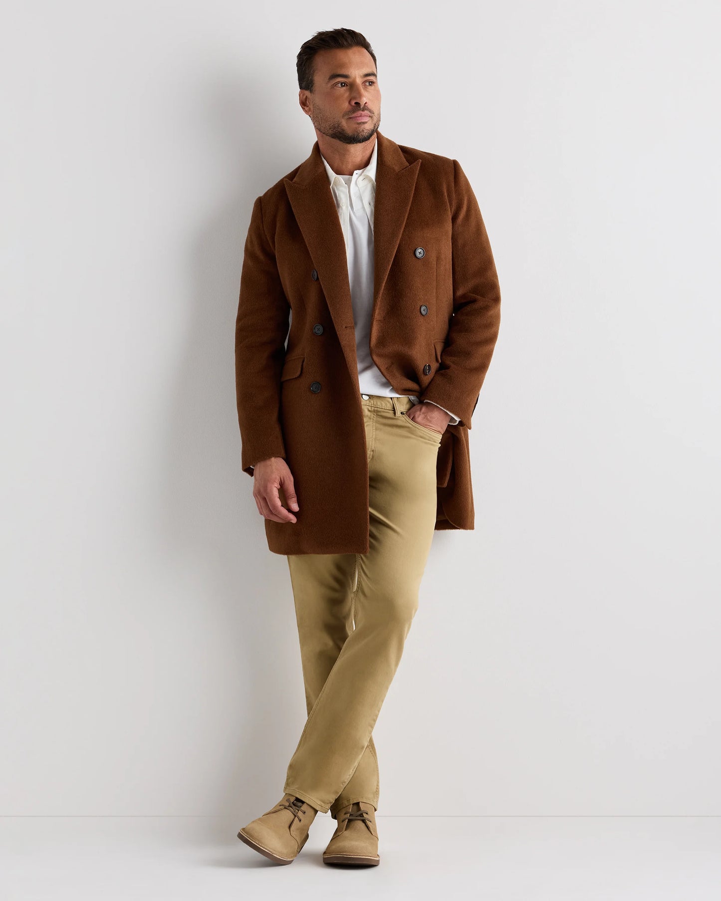 Camel Hair Double-Breasted Overcoat - S / Vicuna