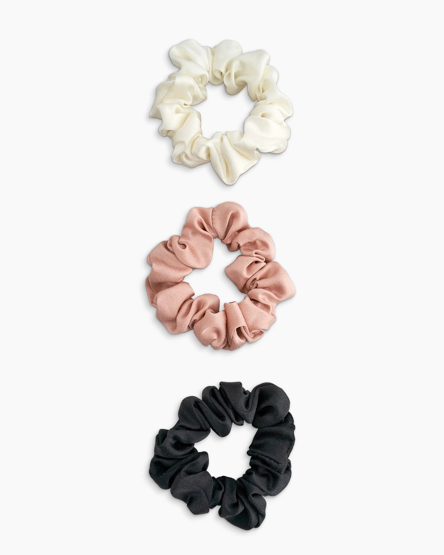100% Washable Silk Scrunchies - One Size / Black