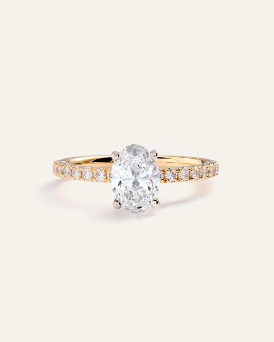 Lab Grown Diamond Oval Petite Pave Engagement Ring - 1ct - 4 / Yellow Gold
