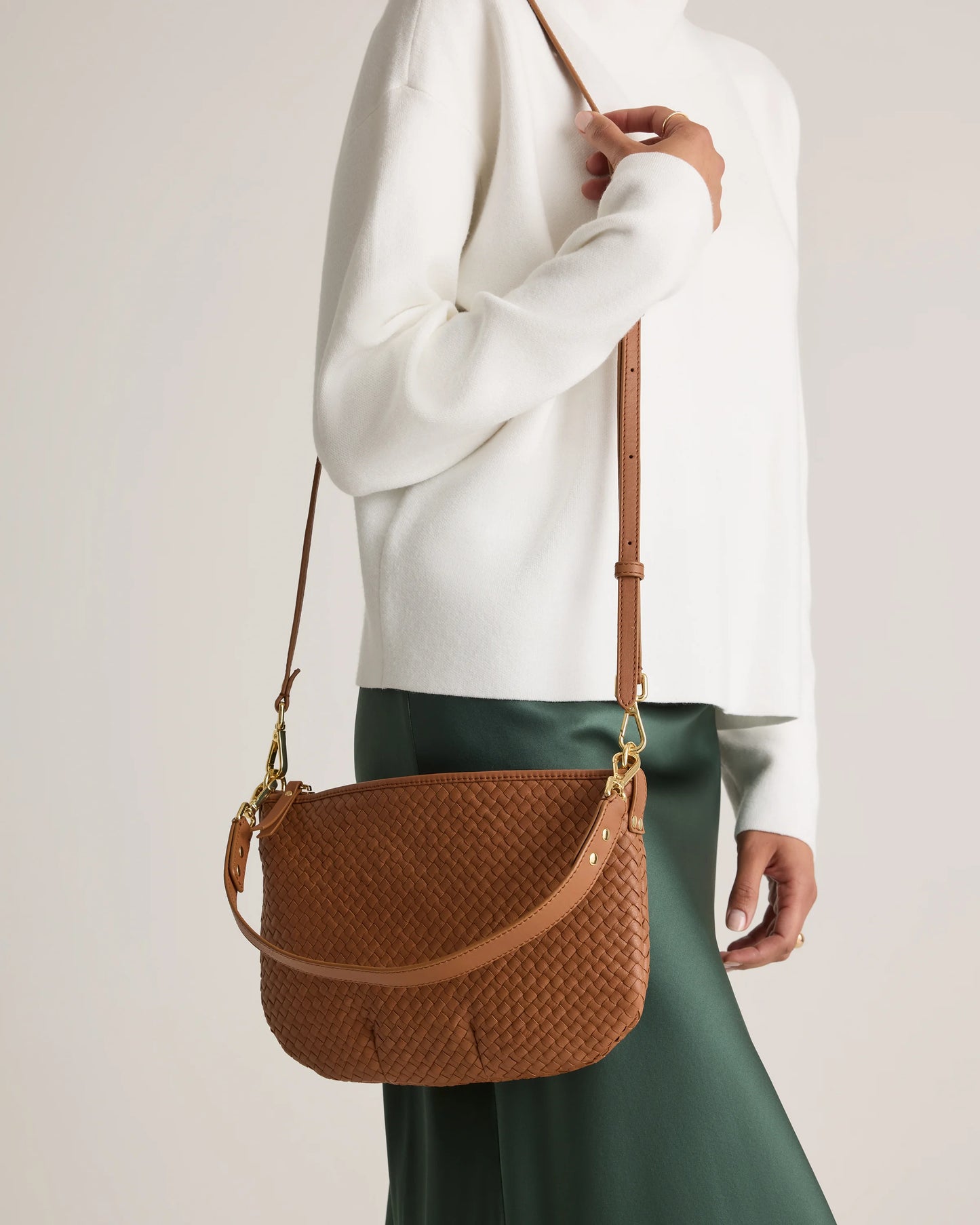 Sloane Handwoven Mini Shoulder Bag - One Size / Cognac