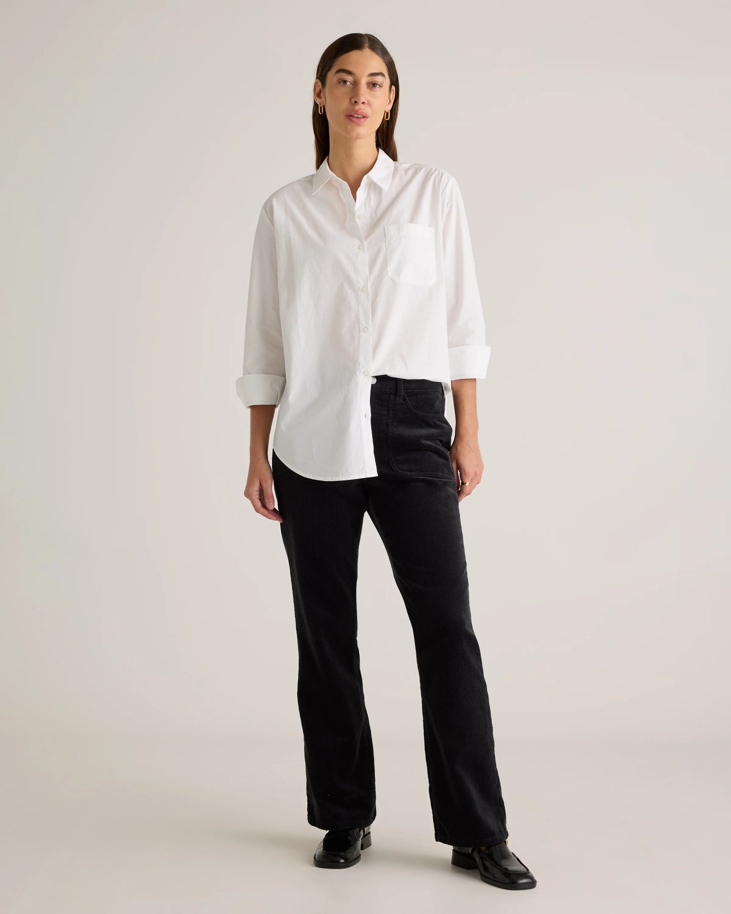 Organic Stretch Corduroy Flare Pants - 0 / Black