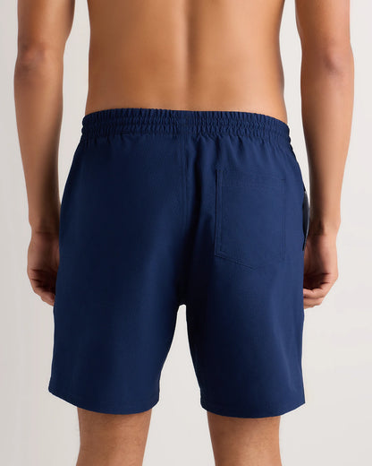 Seersucker Swim Trunks - 7" - S / Navy Seersucker