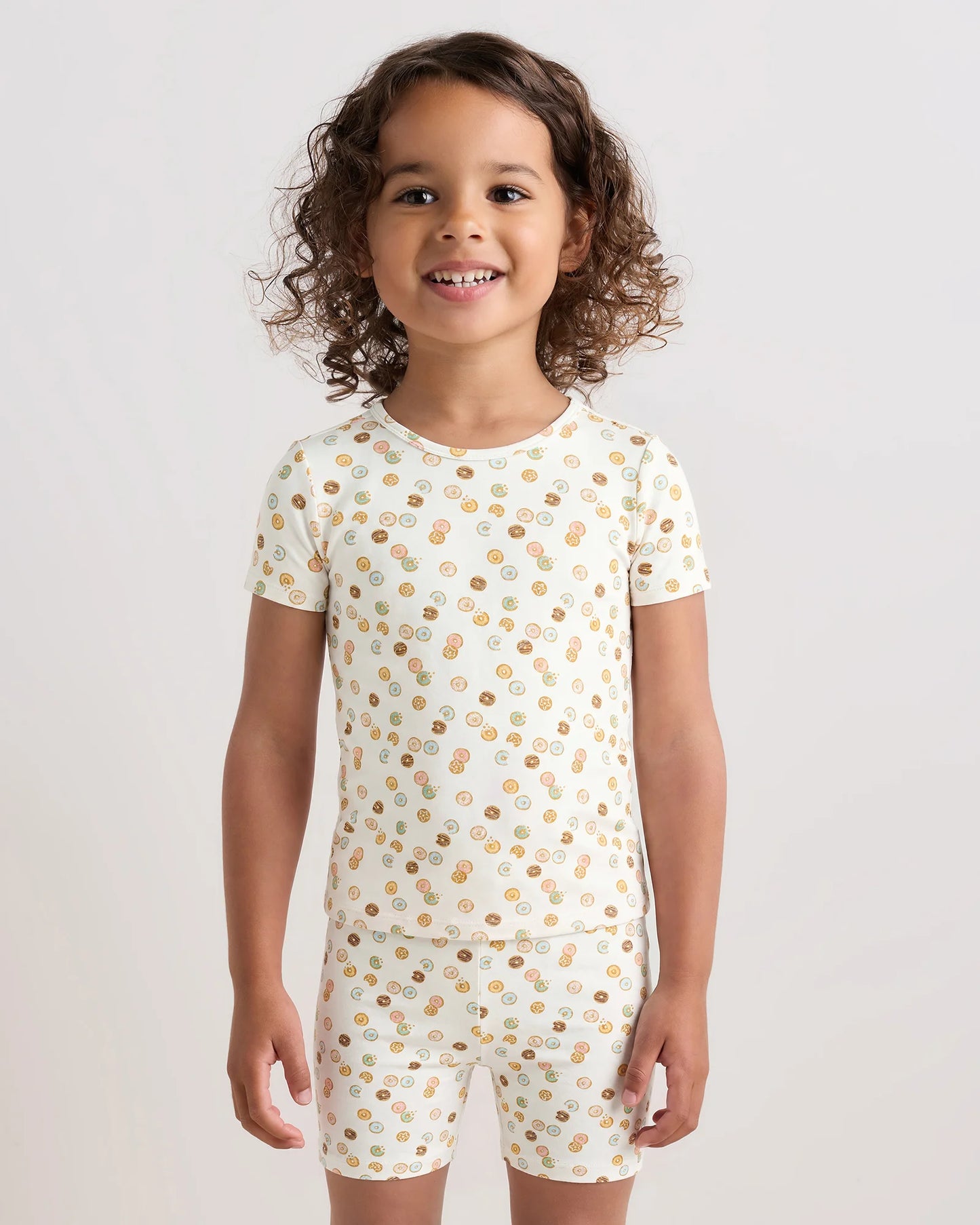 Bamboo Short Sleeve and Shorts Pajama Set - 2T / Lavender Hearts