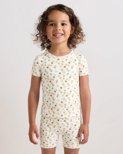 Bamboo Short Sleeve and Shorts Pajama Set - 2T / Lavender Hearts