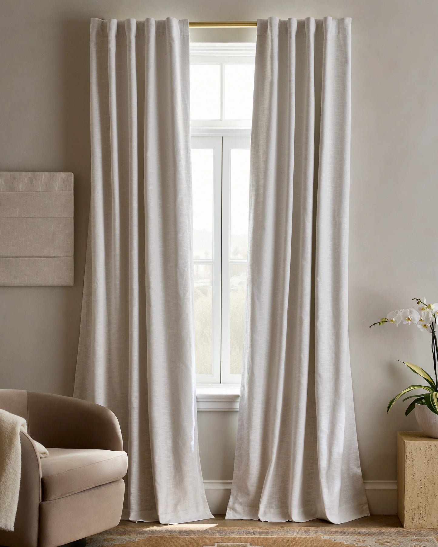 Textured Cotton Room Darkening Curtain - 48x84 / Ivory