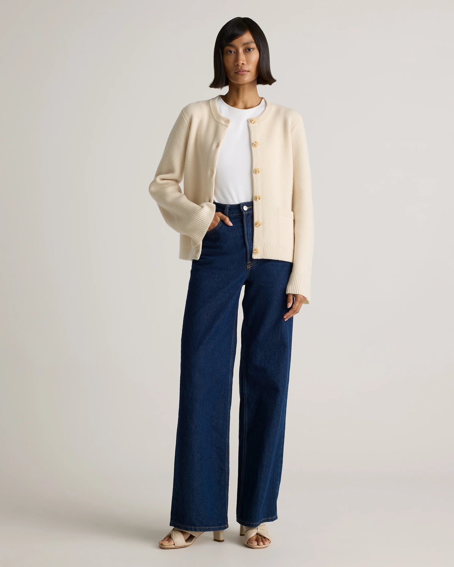 Mongolian Cashmere Structured Cardigan - XS / Oatmeal
