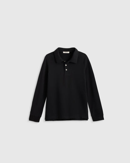 Organic Cotton Long Sleeve Pique Polo - 2T / White