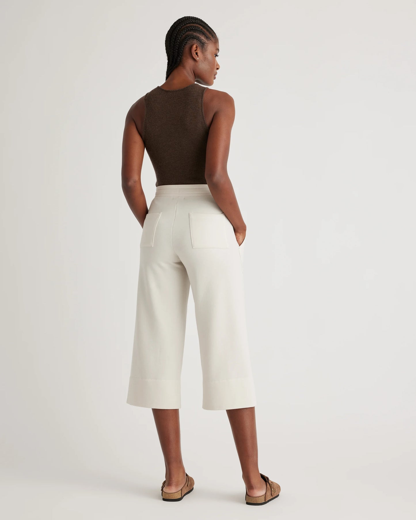 SuperSoft Fleece Cropped Wide Leg Pants - XS / Dried Fig