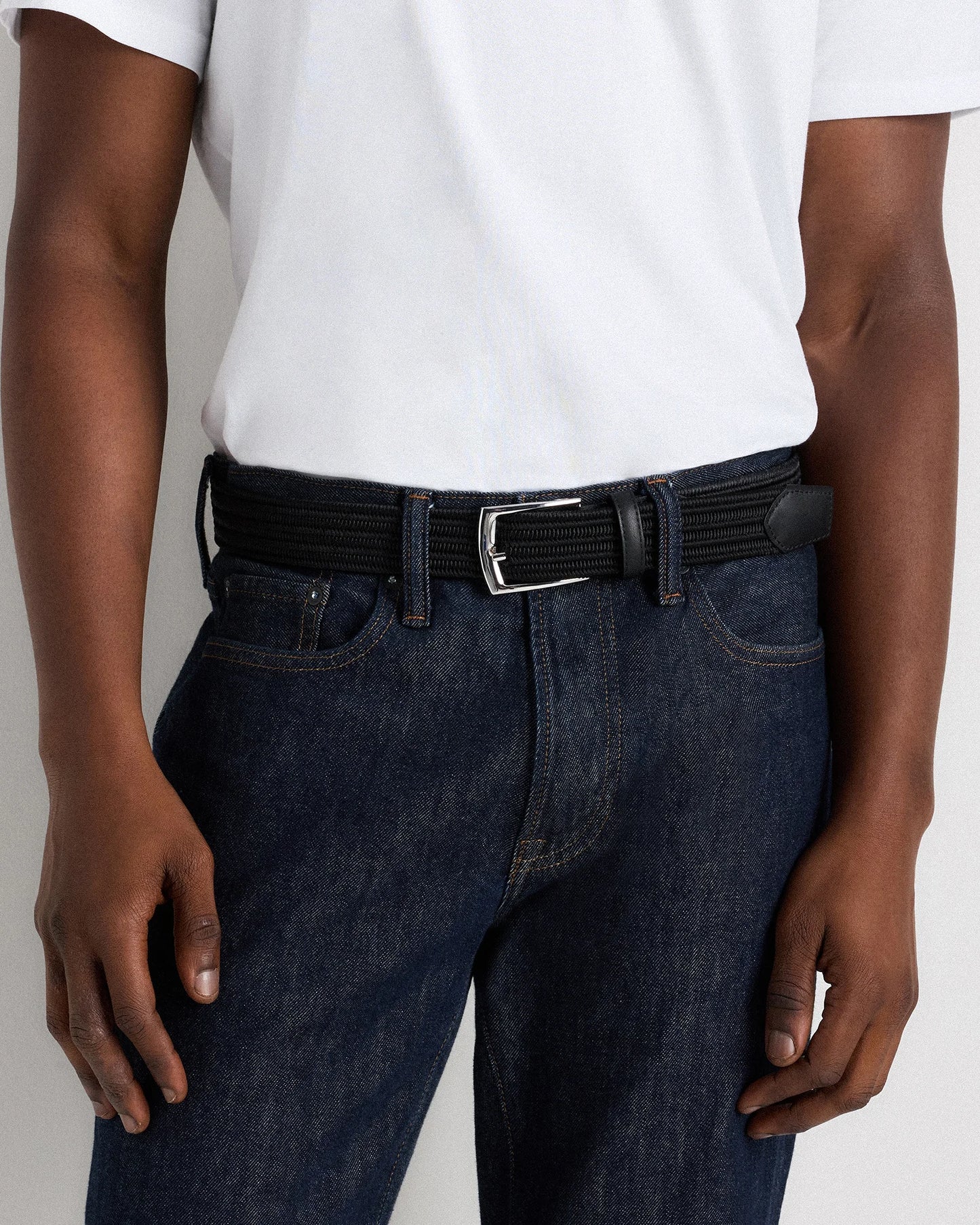 James Woven Stretch Belt - 30 / Black