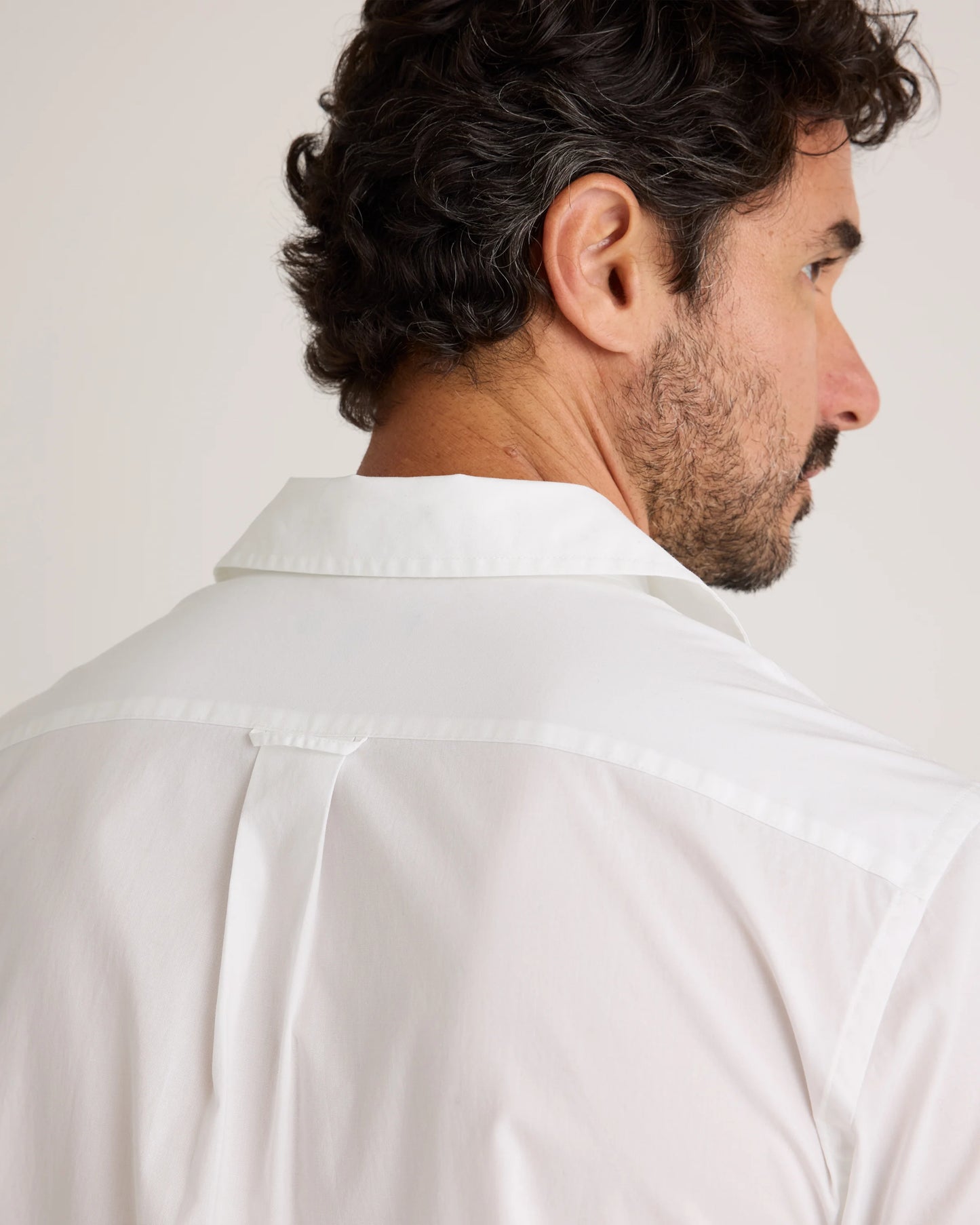 Organic Cotton Stretch Poplin Camp Shirt - S / White