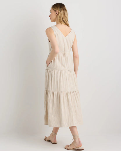 100% Organic Cotton Gauze Tiered Maxi Dress - XS / Indigo Blue