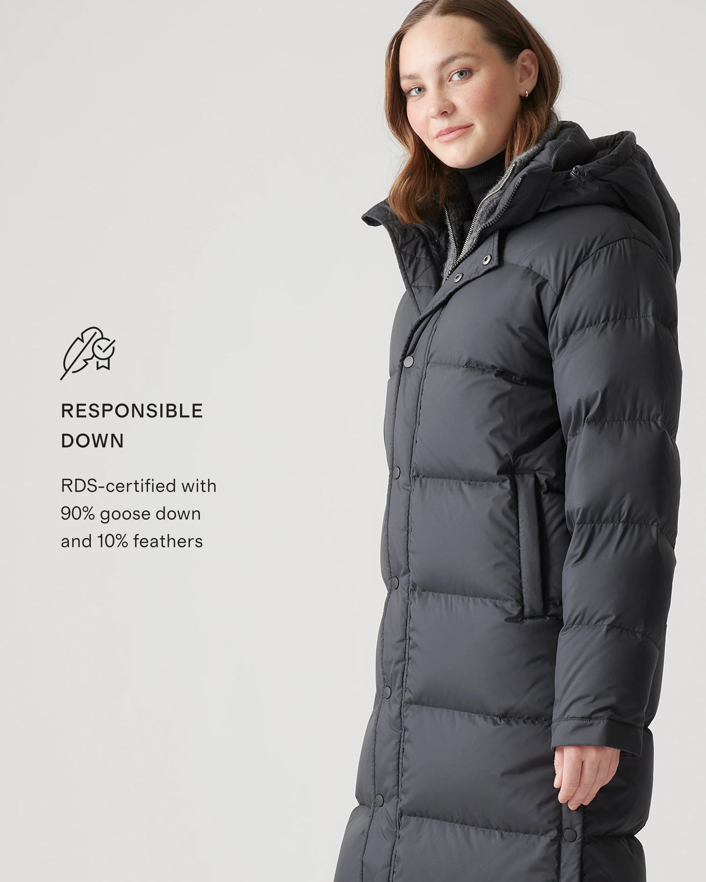 Responsible Down Long Puffer Jacket - XS / Black