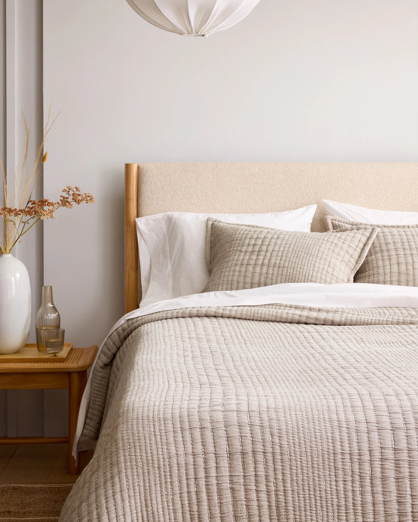 Organic Cotton Channel Stitch Coverlet Set - Twin / Coral Pink