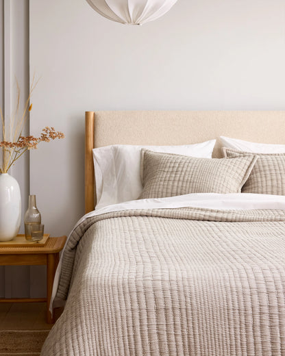 Organic Cotton Channel Stitch Coverlet Set - Twin / Coral Pink