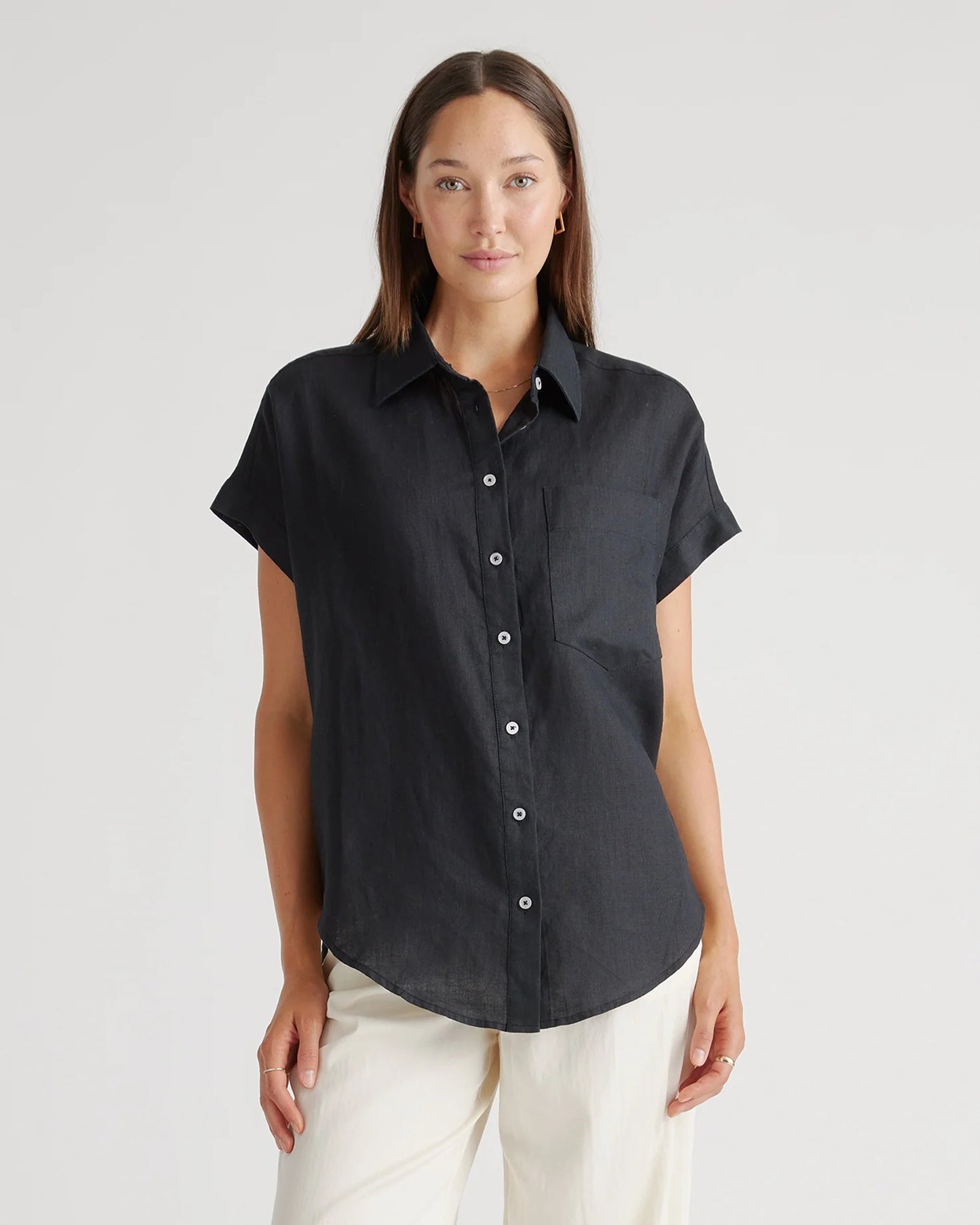100% European Linen Camp Shirt - XS / Sky Blue Mariner Stripe
