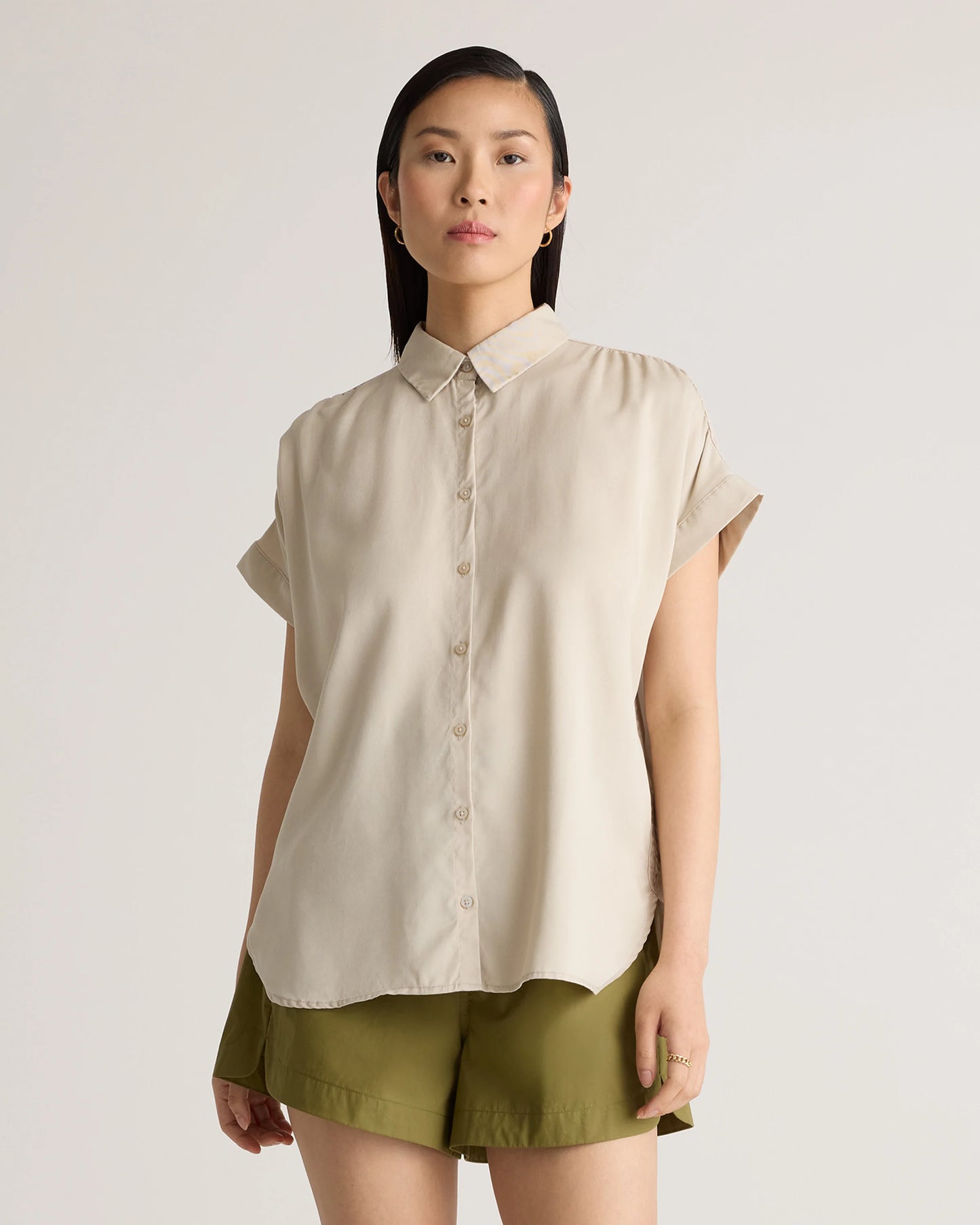 Vintage Wash Tencel Camp Shirt - XS / Taupe Brown