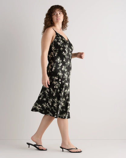 100% Washable Silk Slip Dress - 1X / Champagne