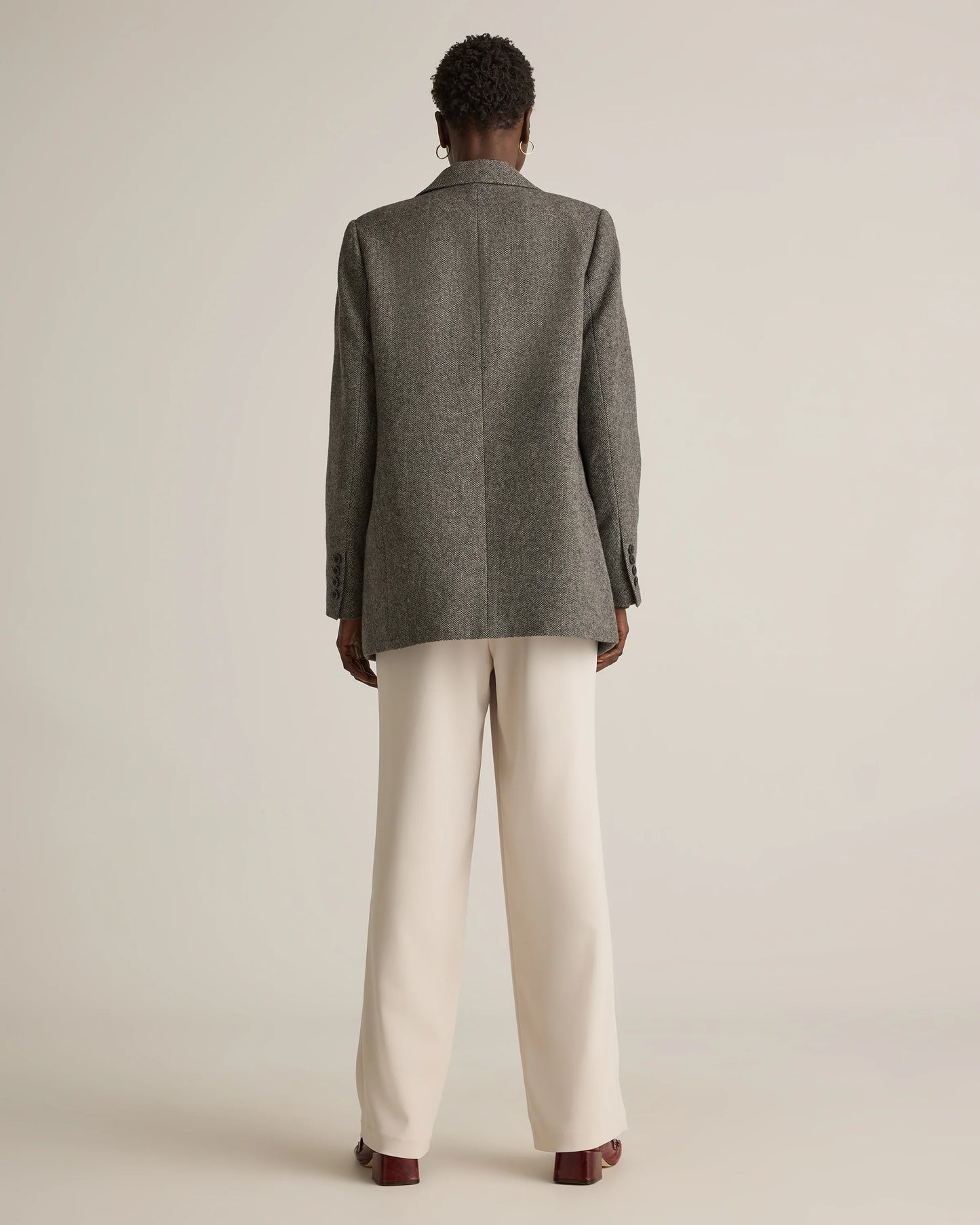 Italian Wool Oversized Blazer - XS / Textured Brown