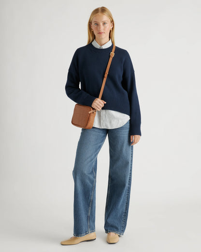 Italian Leather Handwoven Crossbody - One Size / Cognac