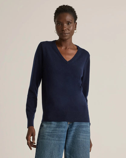 Mongolian Cashmere V-Neck Sweater - XS / Rich Burgundy