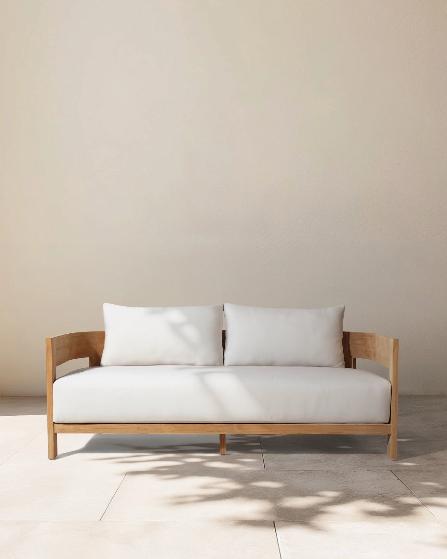 Curved Solid Teak Outdoor Sofa - 68" / Natural Teak