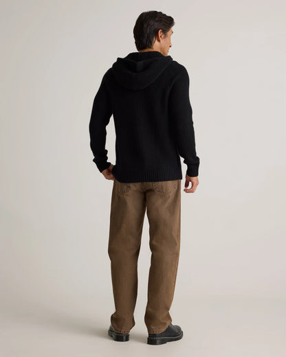 Mongolian Cashmere Fisherman Pullover Hoodie - S / Black