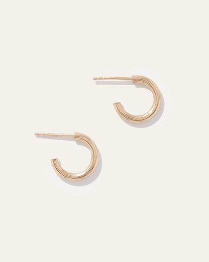 14K Gold Half Huggie Hoops - One Size / Yellow Gold