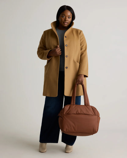 Italian Wool Cocoon Coat - 1X / Caramel