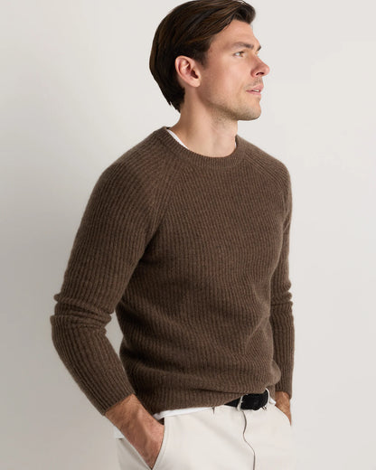 Mongolian Cashmere Fisherman Crewneck Sweater - S / Navy Marl