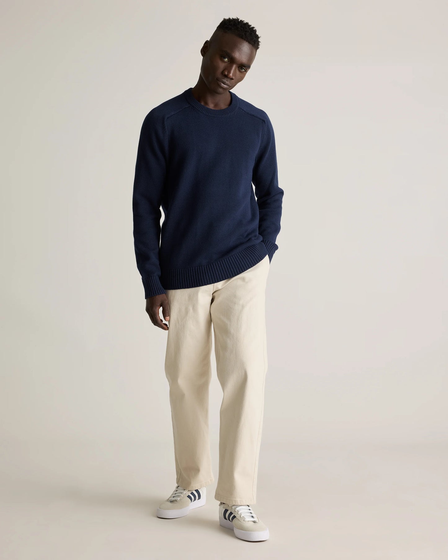 100% Organic Cotton Crewneck Sweater - S / Speckled Beige