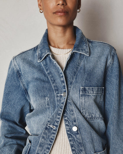 100% Organic Cotton Denim Chore Jacket - XS / Indigo Blue
