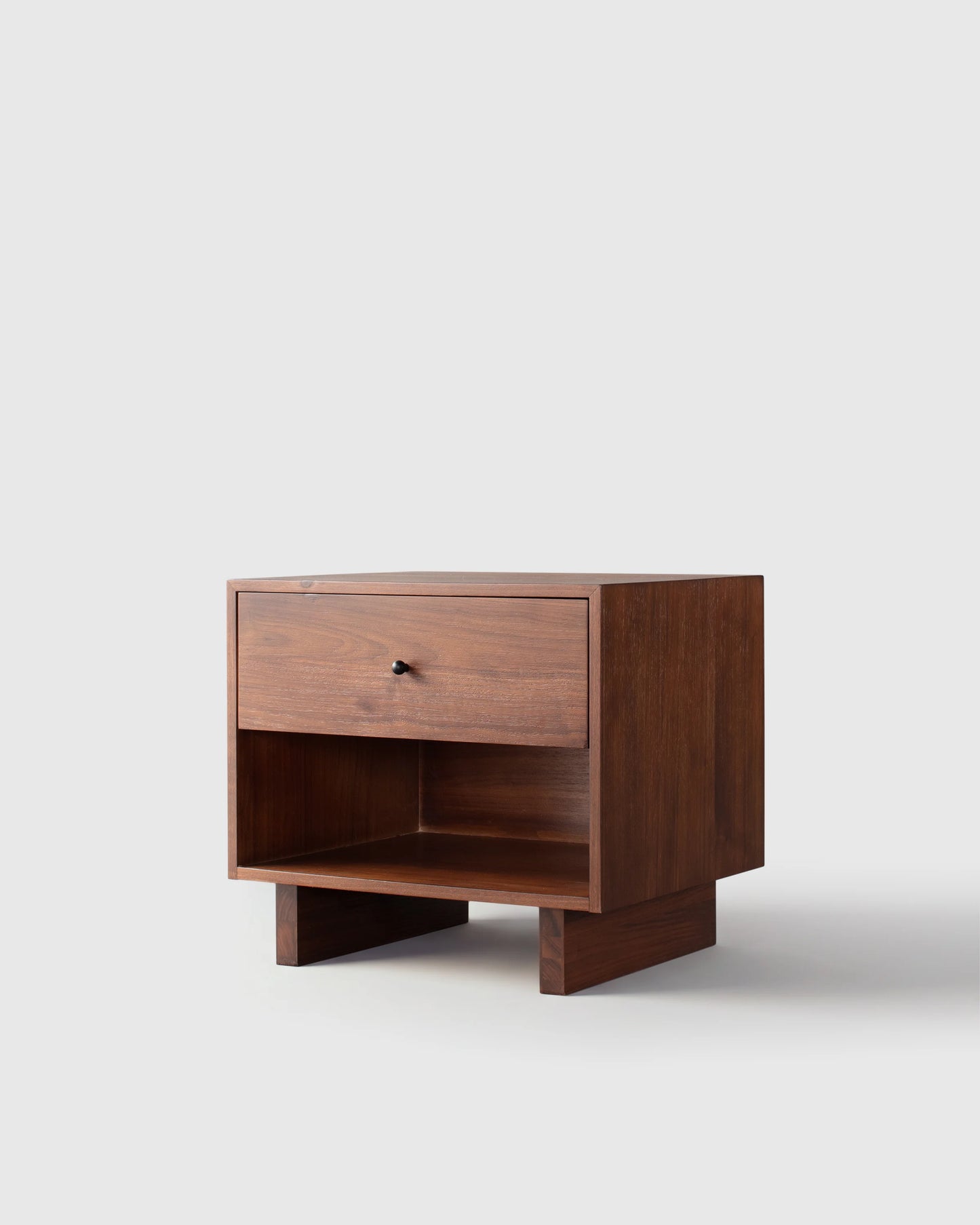 Solid Wood Platform 1-Drawer Nightstand - One Size / Walnut Brown