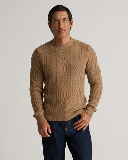 Mongolian Cashmere Cable Crewneck Sweater - S / True Navy