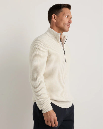 Australian Merino Wool Half Zip Sweater - S / Heather Bone