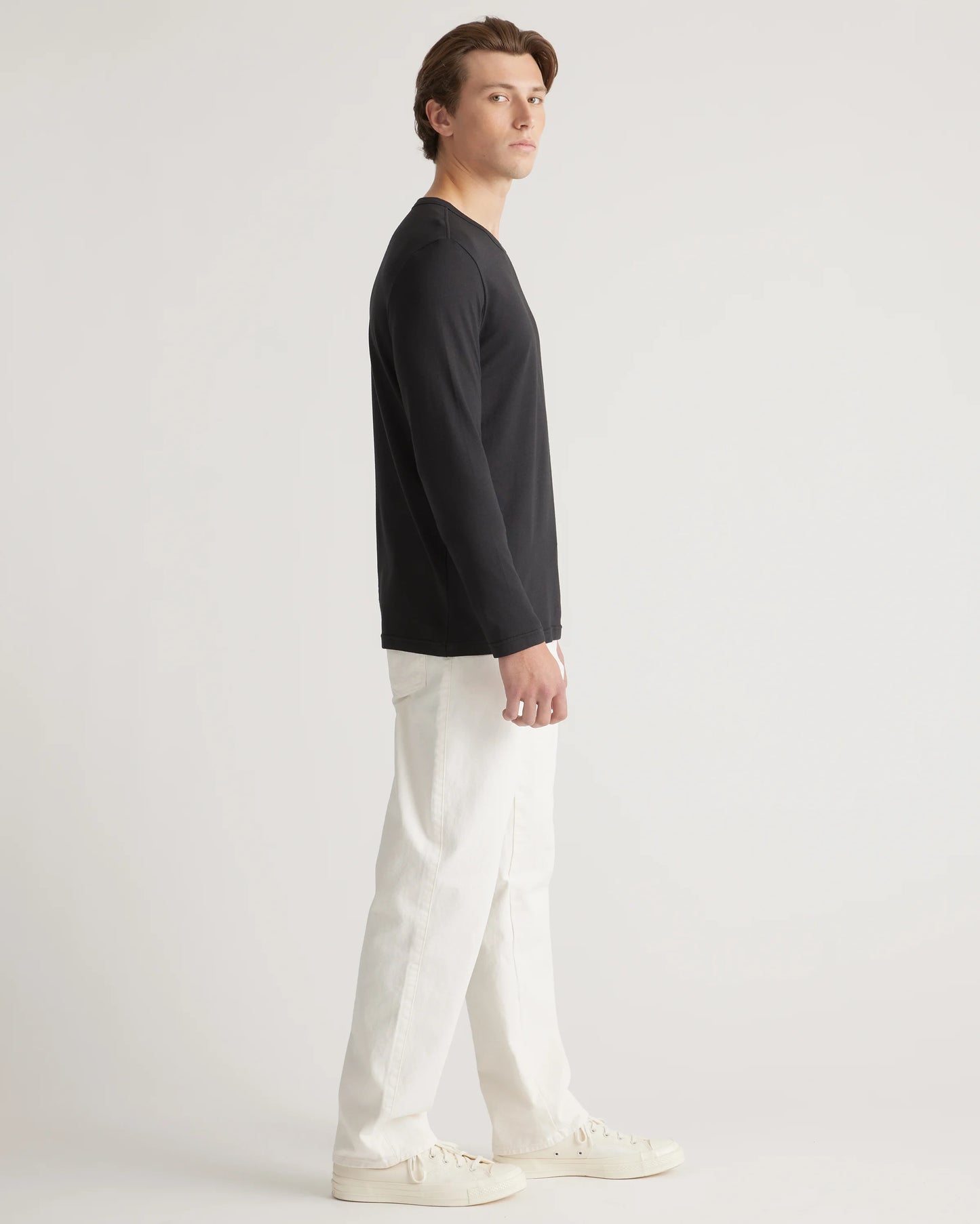 Cotton Modal Long Sleeve Tee - S / Heather Grey
