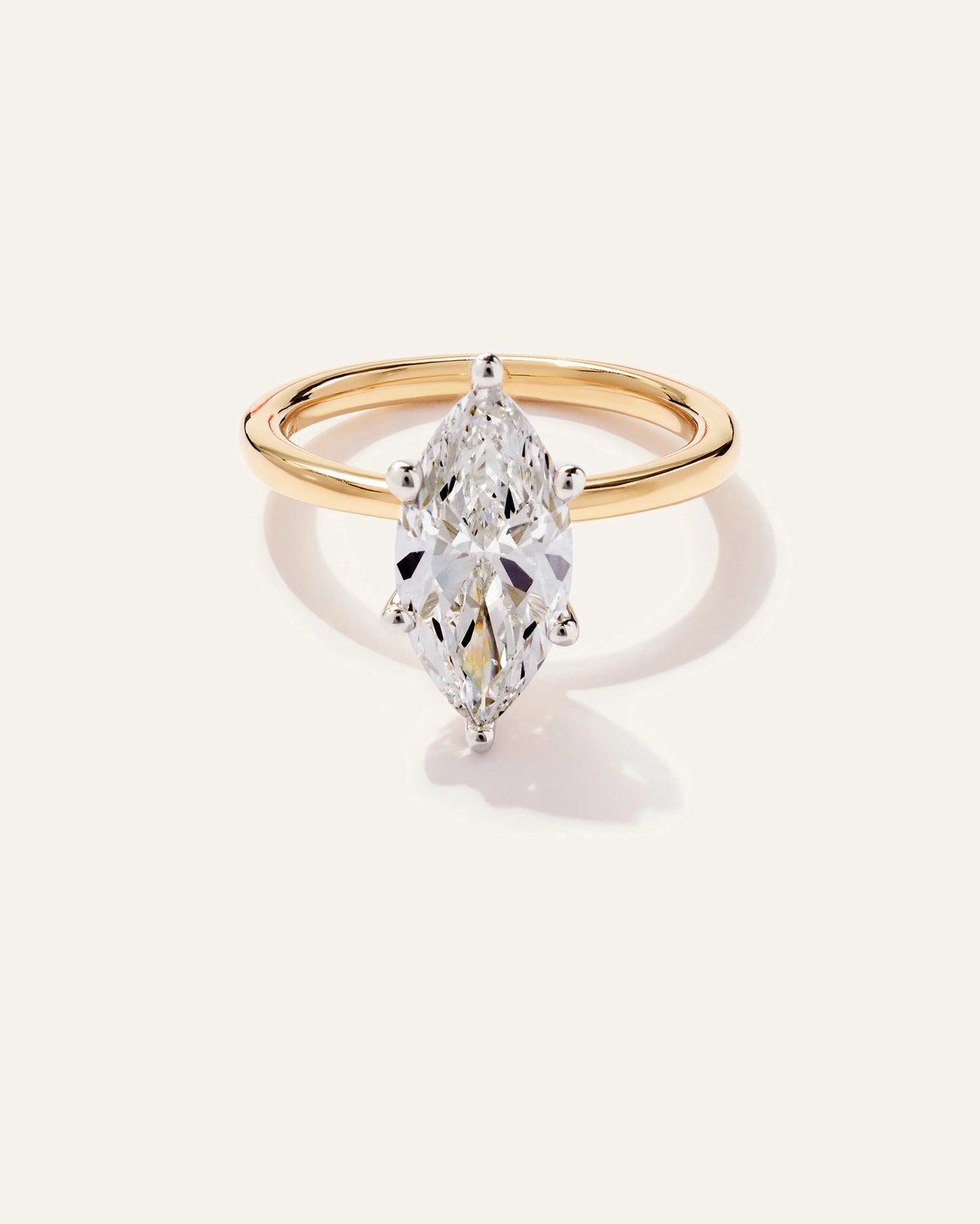 Lab Grown Diamond Marquise Comfort Fit Engagement Ring - 3ct - 4 / Yellow Gold