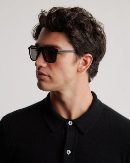 Jude Polarized Acetate Sunglasses - One Size / Black with Green lens