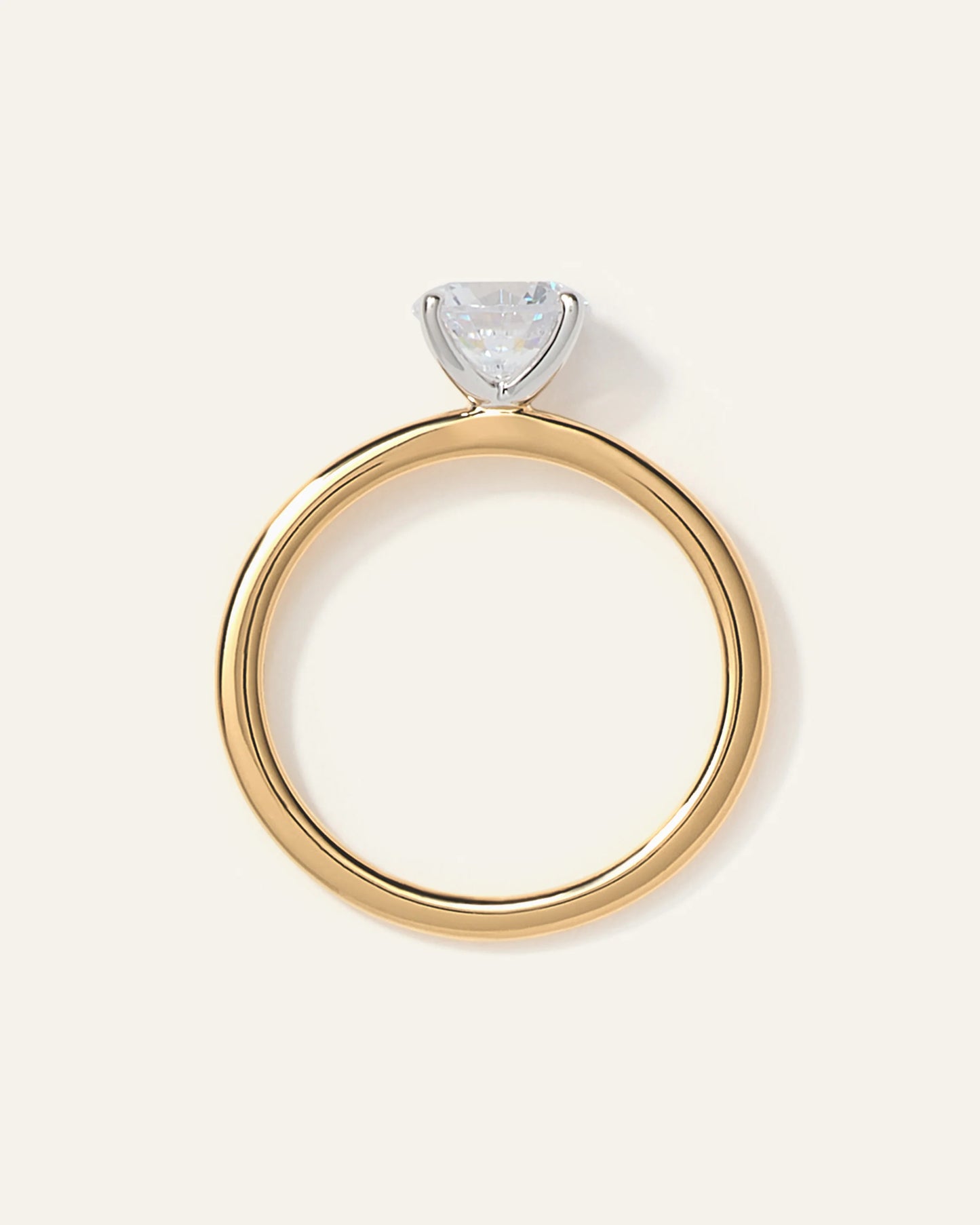 Lab Grown Diamond Round Petite Classic Engagement Ring - 4 / Yellow Gold
