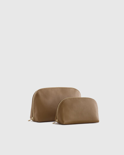 Italian Leather Pouch Travel Set - One Size / Deep Navy