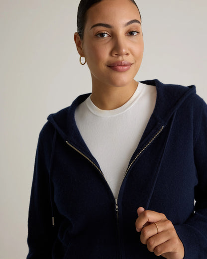 Mongolian Cashmere Full-Zip Hoodie - XS / Heather Grey